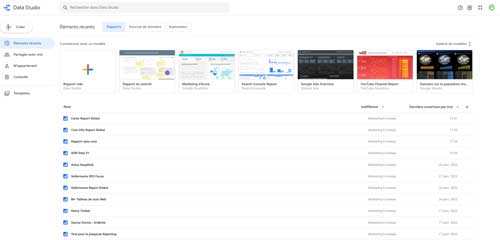 Création d'un Tableau Google Data Studio à partir d'un rapport existant
